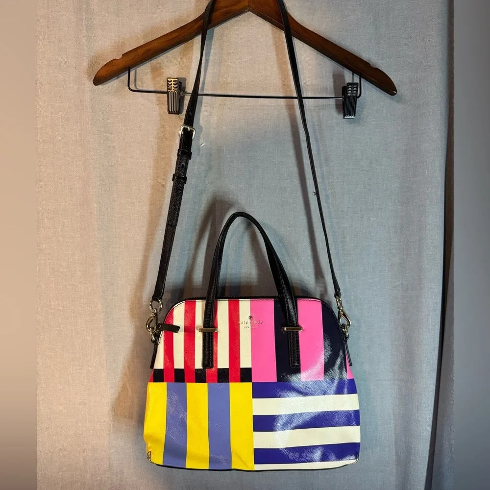 Kate Spade Pink and Yellow Striped Satchel - Picture 1 of 6